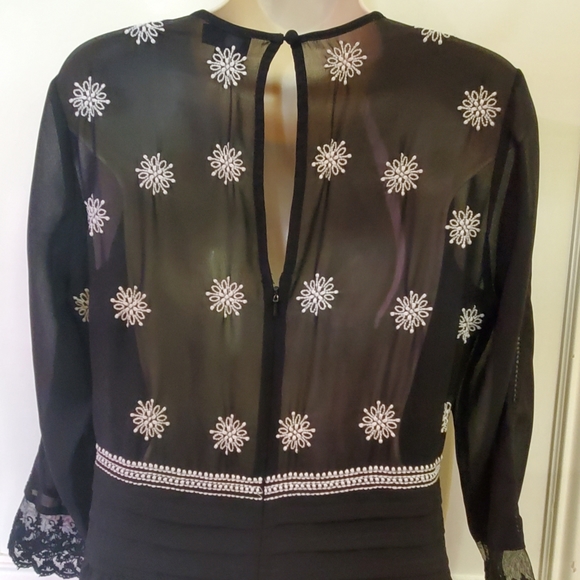 ASOS Collection Black and White Embroidered Romper, Size 6 - Picture 6 of 16